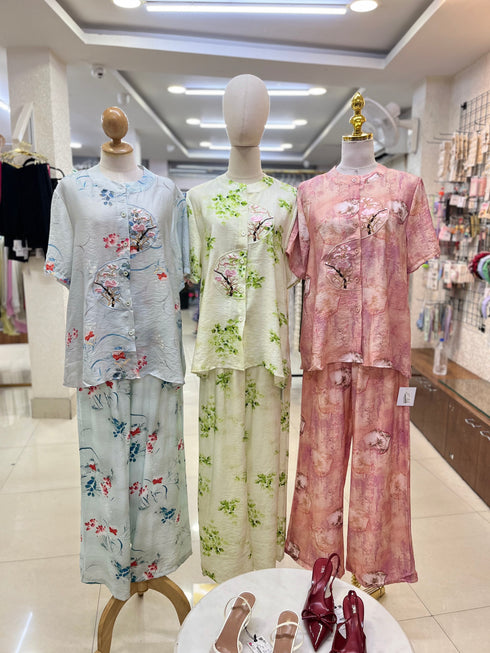 Summer Comfy Floral Embroidered and Print Co-Ord Sets